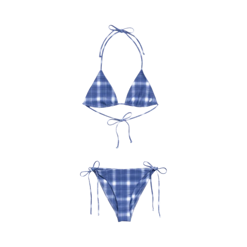 Stussy Triangle Bikini Top 'Navy Plaid'