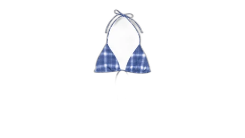 Stussy Women's Triangle Bikini Top Navy Plaid