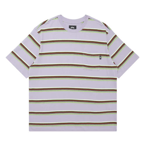 Stussy Malcom Stripe Crew Tee 'Lavender'