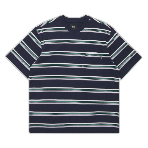 Stussy Malcom Stripe Crew Tee 'Navy'