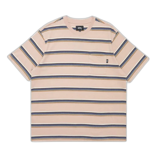 Stussy Malcom Stripe Crew Tee 'Peach'