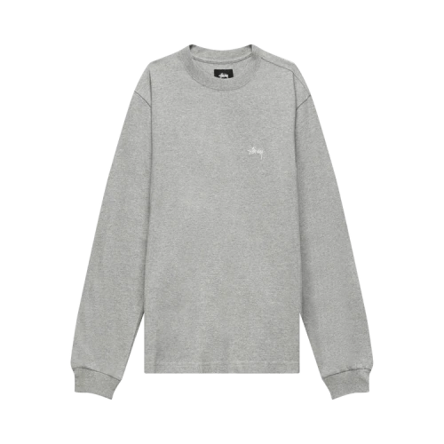 Stussy Stock Logo Long-Sleeve Tee 'Grey Heather'