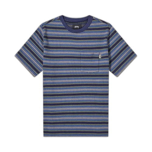 Stussy Ombre Stripe Crew Tee Navy