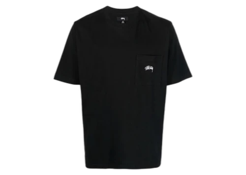 Stussy Stock Logo Pocket Crew Tee Black