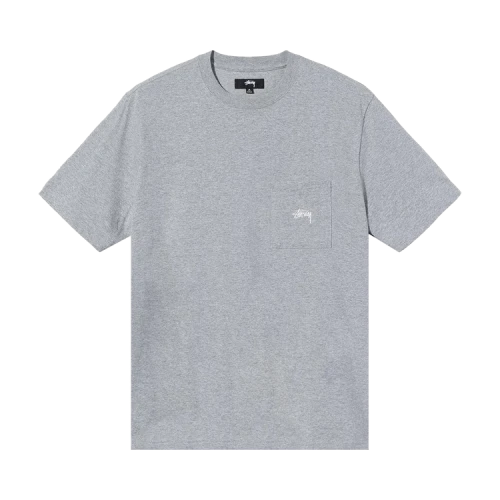 Stussy Stock Logo Pocket Tee 'Grey Heather'