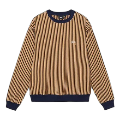 Stussy Logo Stripe Round Neck Yellow