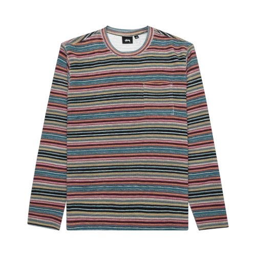 Stussy Printed Multi-Stripe Long-Sleeve Crew 'Khaki'