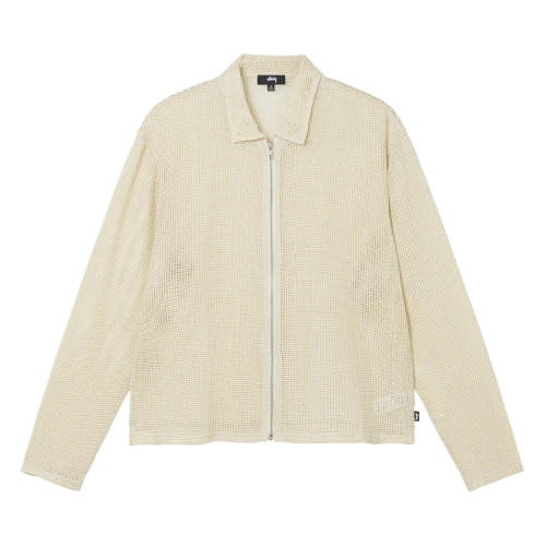 Stussy Cotton Mesh Zip Long-Sleeve Shirt 'Natural'