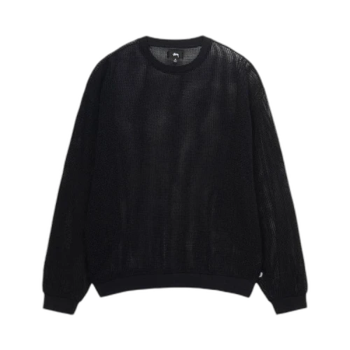 Stussy Cotton Mesh L/S Crew Black