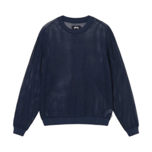 Stussy Cotton Mesh L/S Crew Navy