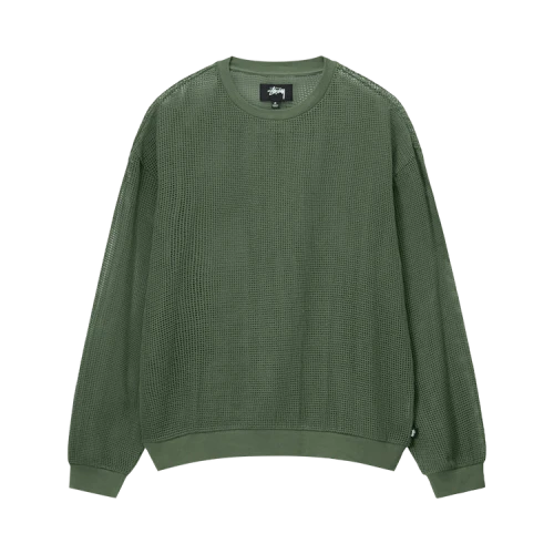 Stussy Cotton Mesh Long-Sleeve Crew 'Olive'