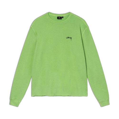 Stussy Light Waffle Knit LS Crew Lime
