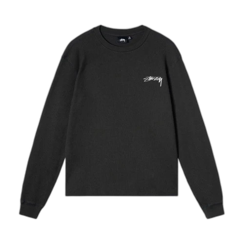 Stussy Lightweight Thermal Waffle LS Knit Black