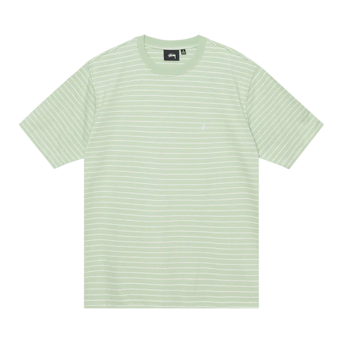 Stussy Pin Striped Short-Sleeve Crew 'Green'