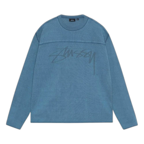 Stussy Cotton Football Pigment Dyed Crew Blue
