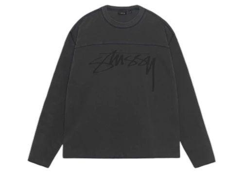 Stussy Cotton Football Pigment Dyed Crew Washed Black