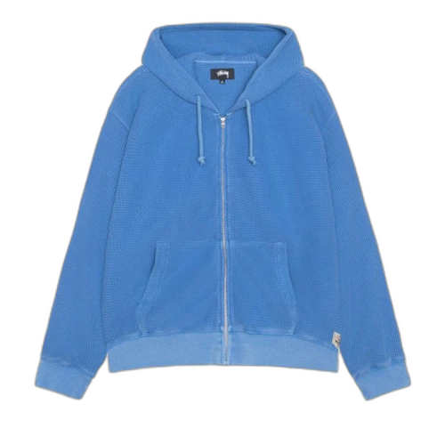 Stussy Double Layer Waffle Zip Hoodie 'Blue'
