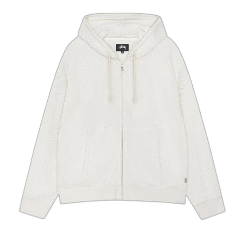 Stussy Double Layer Waffle Zip Hoodie 'Off White'