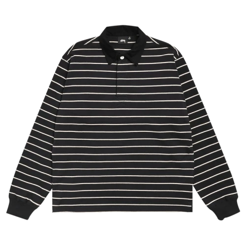 Stussy Striped Rugby Shirt 'Black'