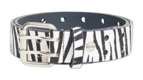 Stussy Punch Out Leather Belt Hairy Zebra Pattern