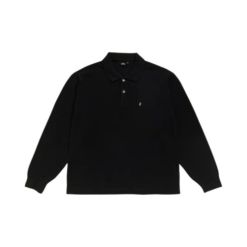 Stussy Classic Pique Long-Sleeve Polo 'Black'