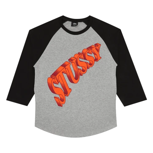 Stussy Super Raglan Long-Sleeve 'Grey Heather/Black'
