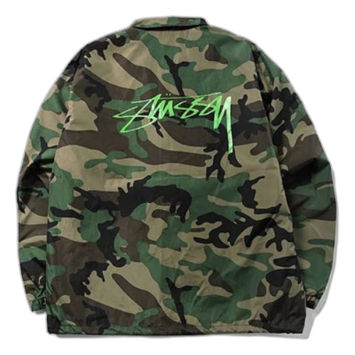 Stussy Unisex Printing Coach Jacket Green