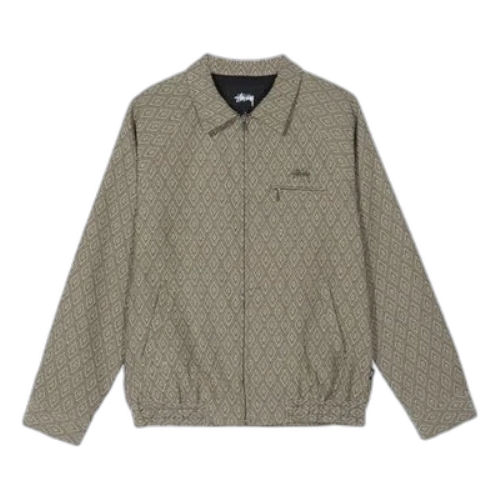 Stussy Bryan Diamond Rhombus Full Print Pattern Unisex Khaki Jacket