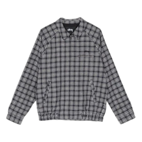 Stussy Plaid Linen Bryan Jacket Unisex Navy Blue
