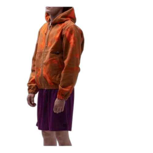 Stussy Printed Canvas Work Jacket Printing Unisex Orange