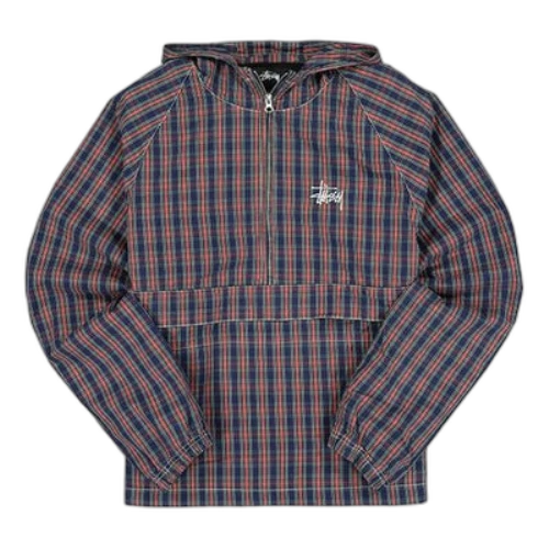 Stussy Brushed Cotton Anorak Plaid Long Sleeves Colorblock