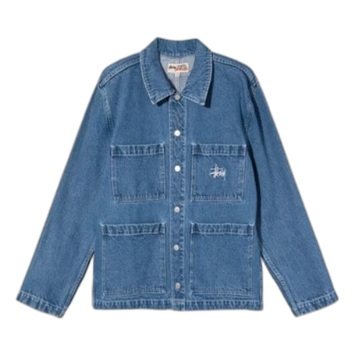 Stussy Unisex Embroidered Denim Jacket Blue