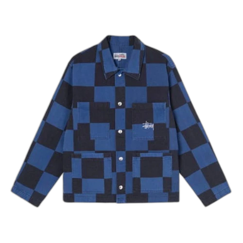 Stussy Unisex Big OL Check Chore Coat Jacket Blue