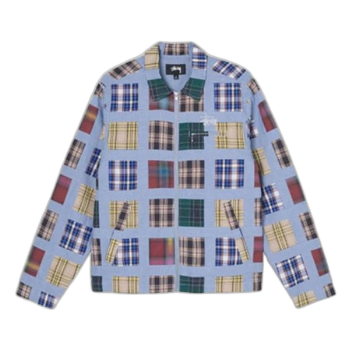 Stussy Splicing Plaid Zipper Jacket Unisex Splicing