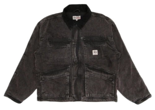 Stussy Washed Canvas Shop Jacket Black