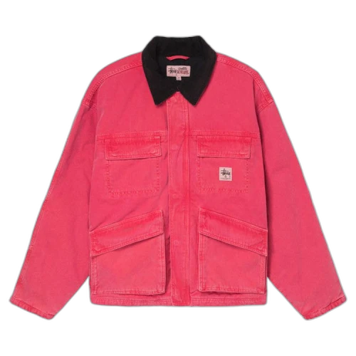 Stussy Washed Canvas Shop Jacket 'Hot Pink'
