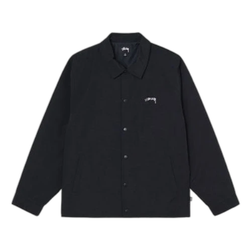 Stussy Smooth Stock Coach Jacket Logo Solid Color Unisex Black