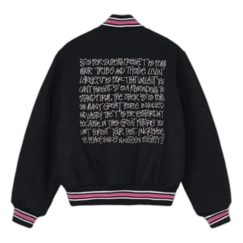 Stussy S Talk Melton Varsity Jacket 'Black'
