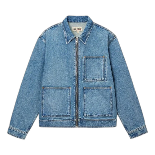 Stussy Denim Zip Work Jacket Washed Blue