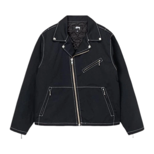 Stussy Twill Moto Zip Jacket Black