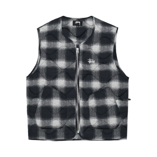 Stussy Plaid Nylon Liner Vest 'Black'