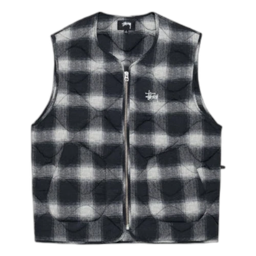 Stussy Plaid Nylon Liner Vest 'Black'