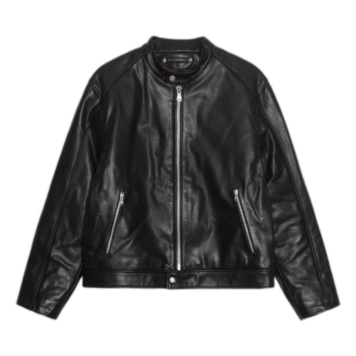 Stussy Cafe Racer Leather Jacket Black
