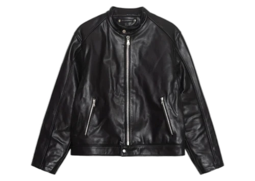 Stussy Cafe Racer Leather Jacket Lime