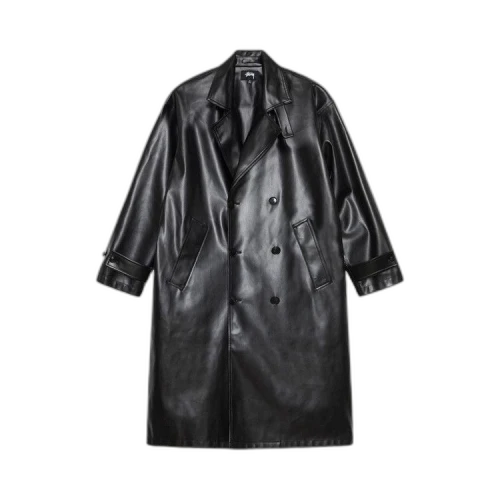 Stussy Double Breasted Trench Coat Black