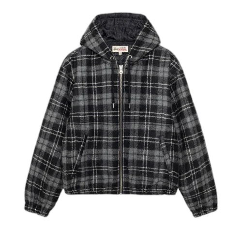 Stussy Wool Plaid Work Jacket Charcoal