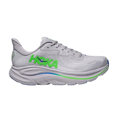 HOKA Clifton 10 2E Wide 'Ash Grey Neon Green'