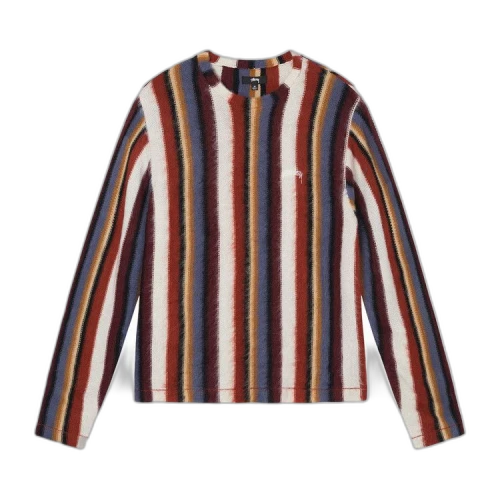 Stussy Vertical Striped Knit Crew Rust