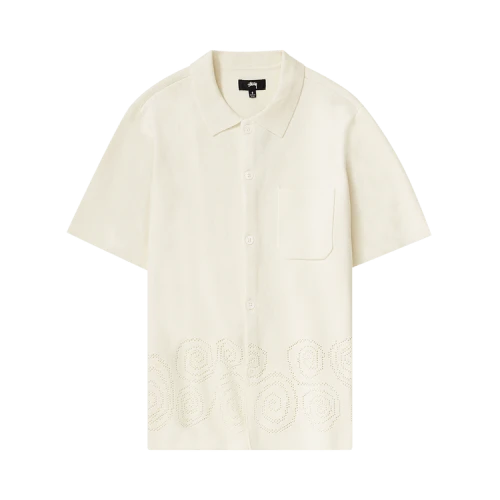 Stussy Perforated Swirl Knit Shirt 'Natural'