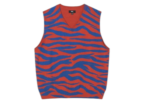 Stussy Tiger Printed Sweater Vest Red